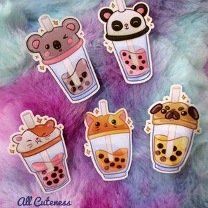 🎀 5 Boba Tea Stickers for Laptop, Cups, or Waterbottles